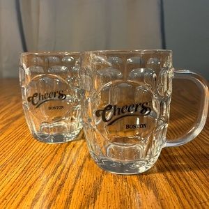 2 Cheers Boston, Dimpled Glass 16oz Mug TV SHOW Vintage Heavy Collect